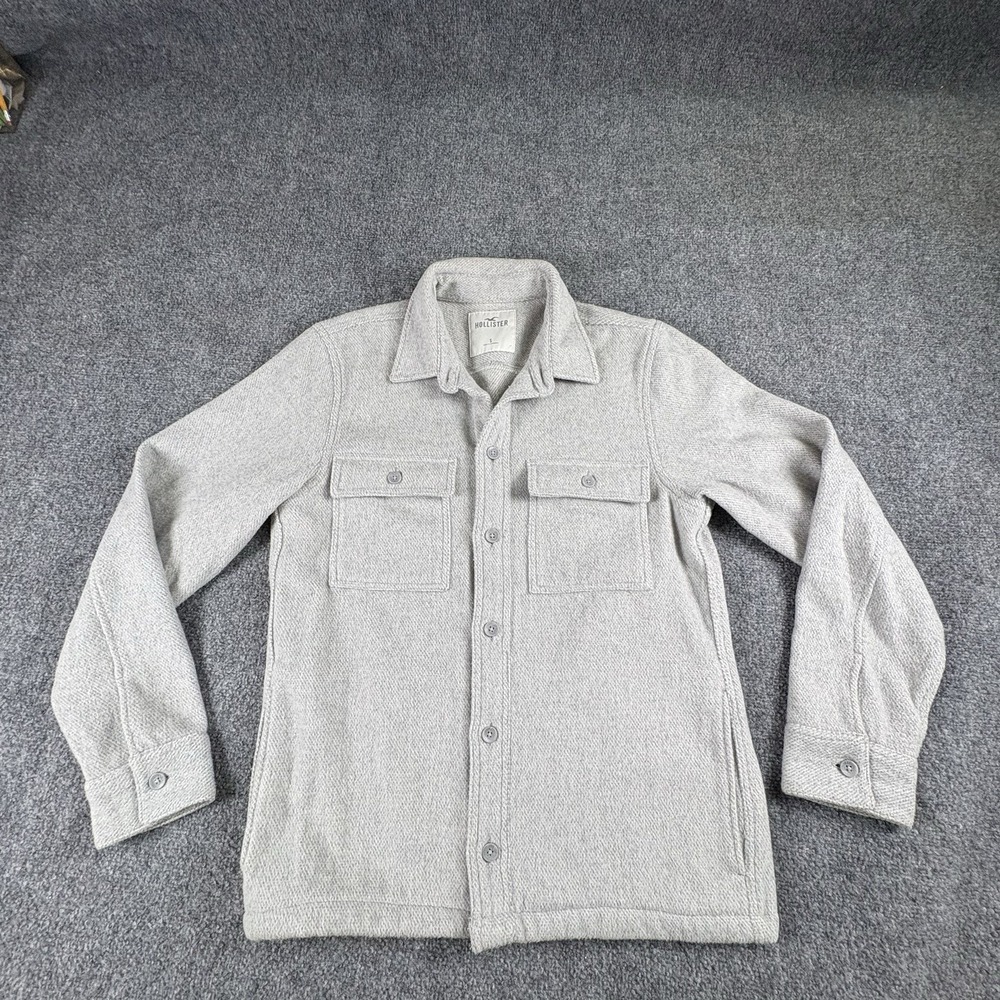 Hollister Shirt Jacket Men's S Gray Wool Blend Shacket Utility Preppy Workwear